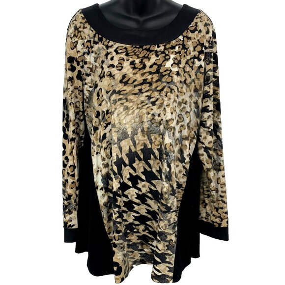 Style & Co Tops - Style & Co Women Top Blouse XL  Extra Large Animal Print Black Tunic Stretch EUC